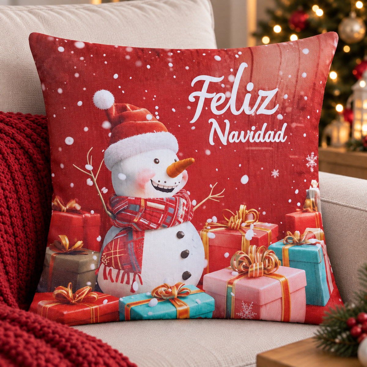 Funda de Cojín Navideña Decorativa 40 x 40 cm