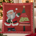 Funda de Cojín Navideña Decorativa 40 x 40 cm con Hilos Dorados