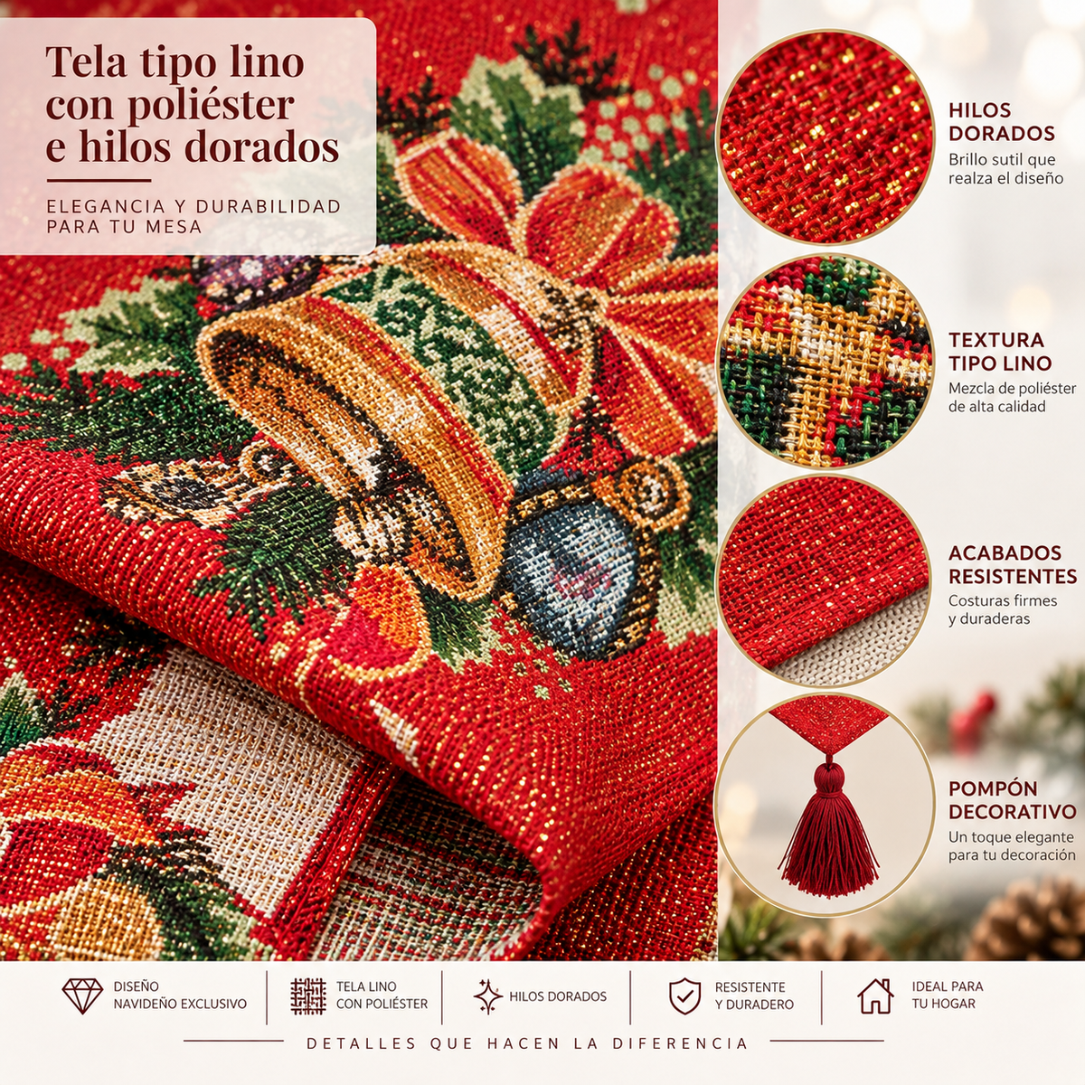 🎄 Camino de Mesa Navideño Premium 🎄