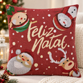 Funda de Cojín Navideña Decorativa 40 x 40 cm con Hilos Dorados